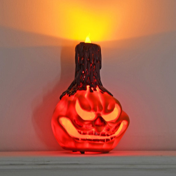 Cackle &amp; Co Light Up Pumpkin Candle Halloween Decoration