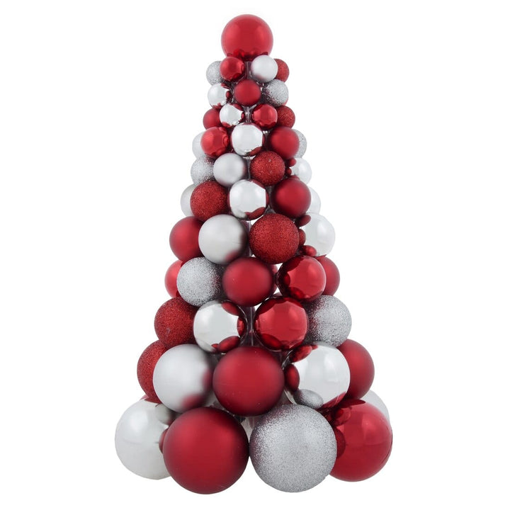 Mini Bauble Tree Shaped Christmas Decoration 34cm Tall Red