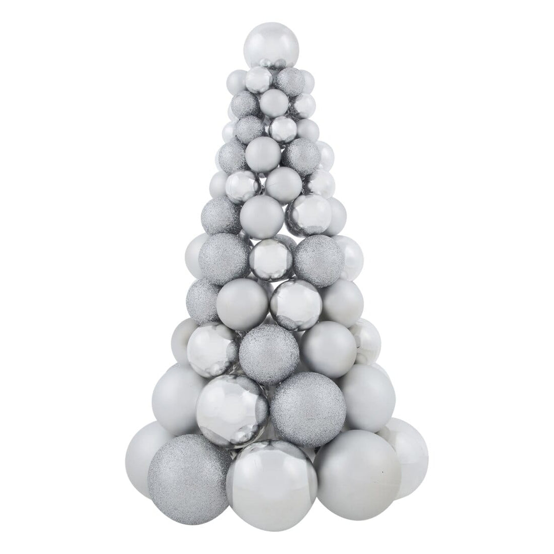 Mini Bauble Tree Shaped Christmas Decoration 34cm Tall Silver