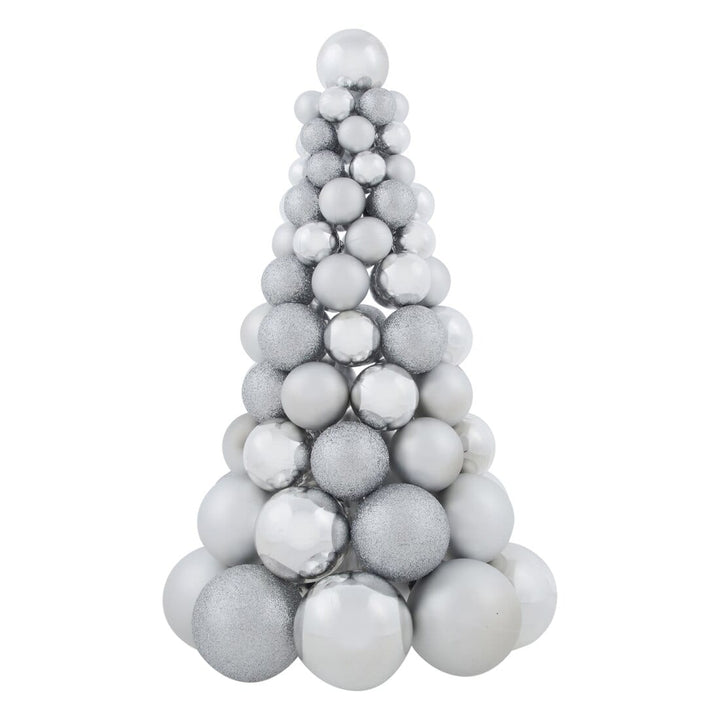Mini Bauble Tree Shaped Christmas Decoration 34cm Tall Silver