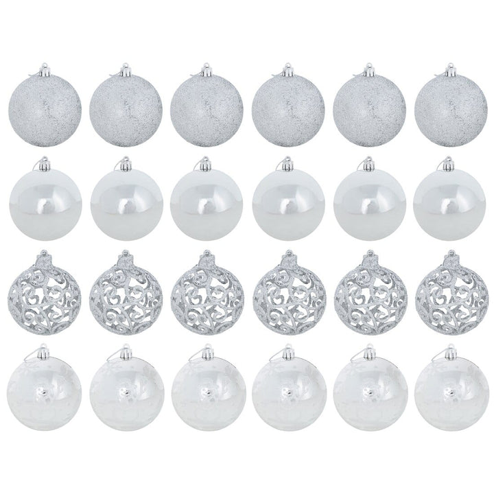 24pk Mixed Metallic Christmas Tree Baubles Bumper Set 8cm