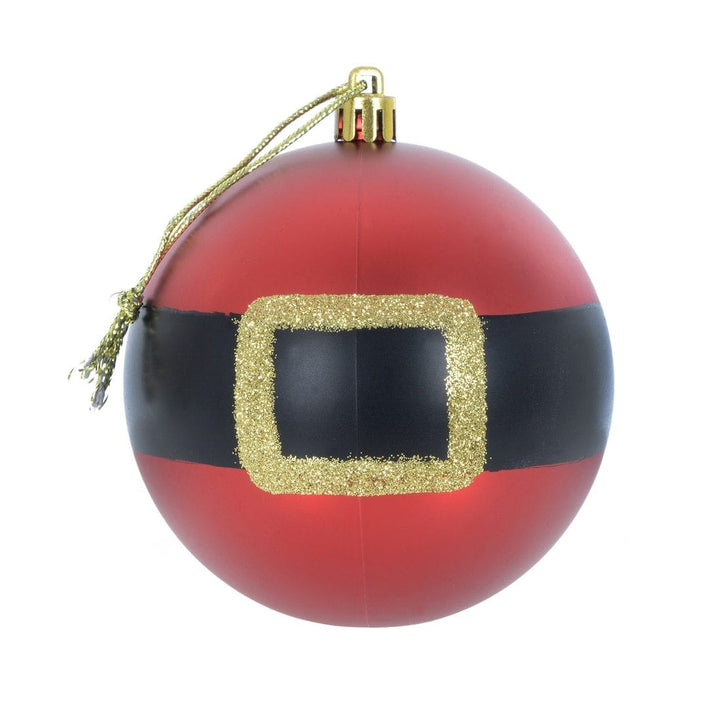 5pk Large Novelty Santa Belt Christmas Tree Baubles 10cm