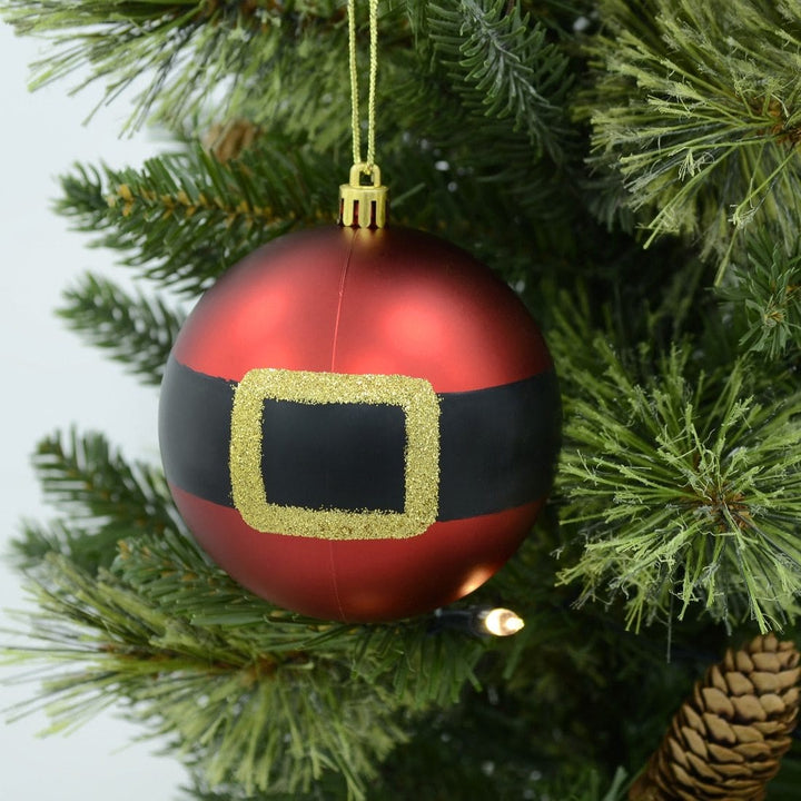 5pk Large Novelty Santa Belt Christmas Tree Baubles 10cm