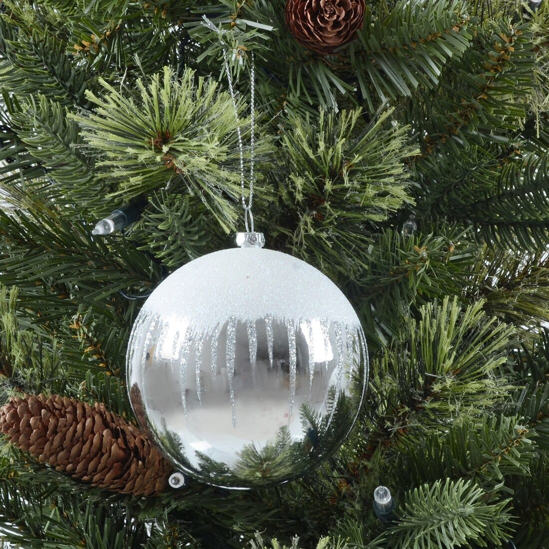 3pk Shiny Christmas Tree Baubles with Glitter Snowscape
