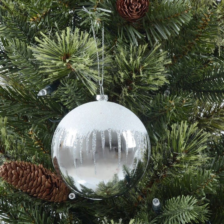 3pk Shiny Christmas Tree Baubles with Glitter Snowscape