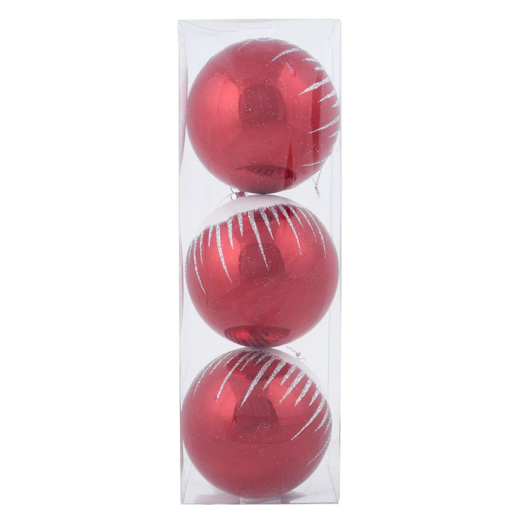 3pk Shiny Christmas Tree Baubles with Glitter Snowscape