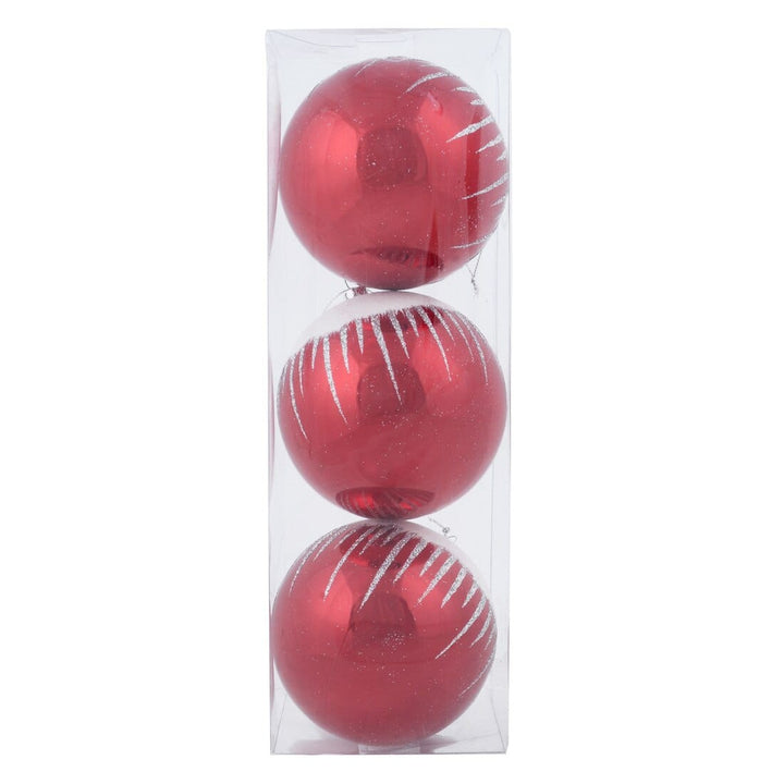 3pk Shiny Christmas Tree Baubles with Glitter Snowscape