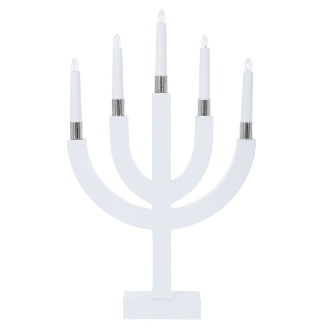 5 Light Christmas Candle Bridge Decoration With LEDs Matte White