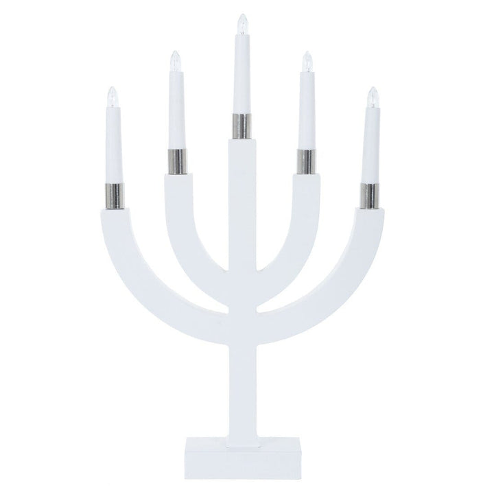 5 Light Christmas Candle Bridge Decoration With LEDs Matte White