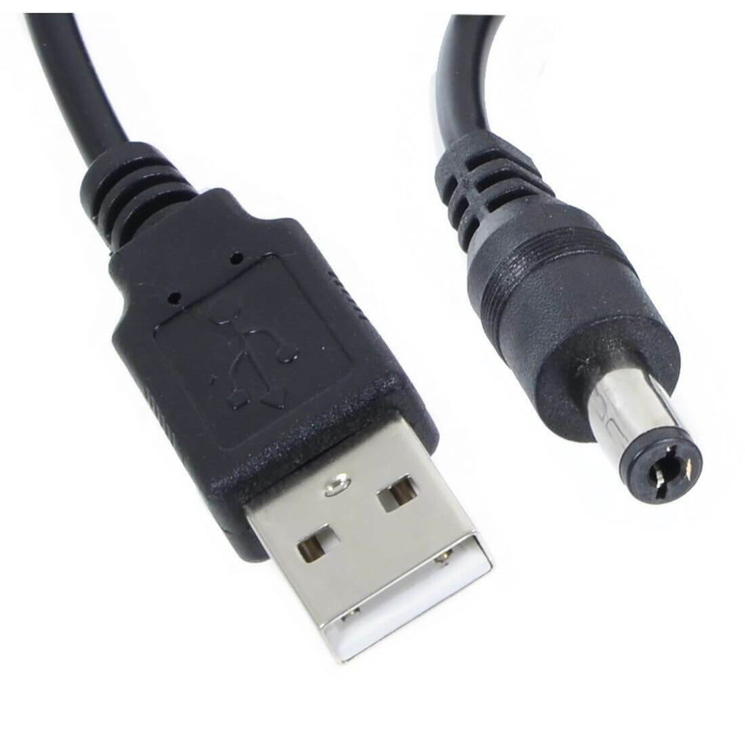3m Extra Long USB to 5mm DC Jack Power Cable Black