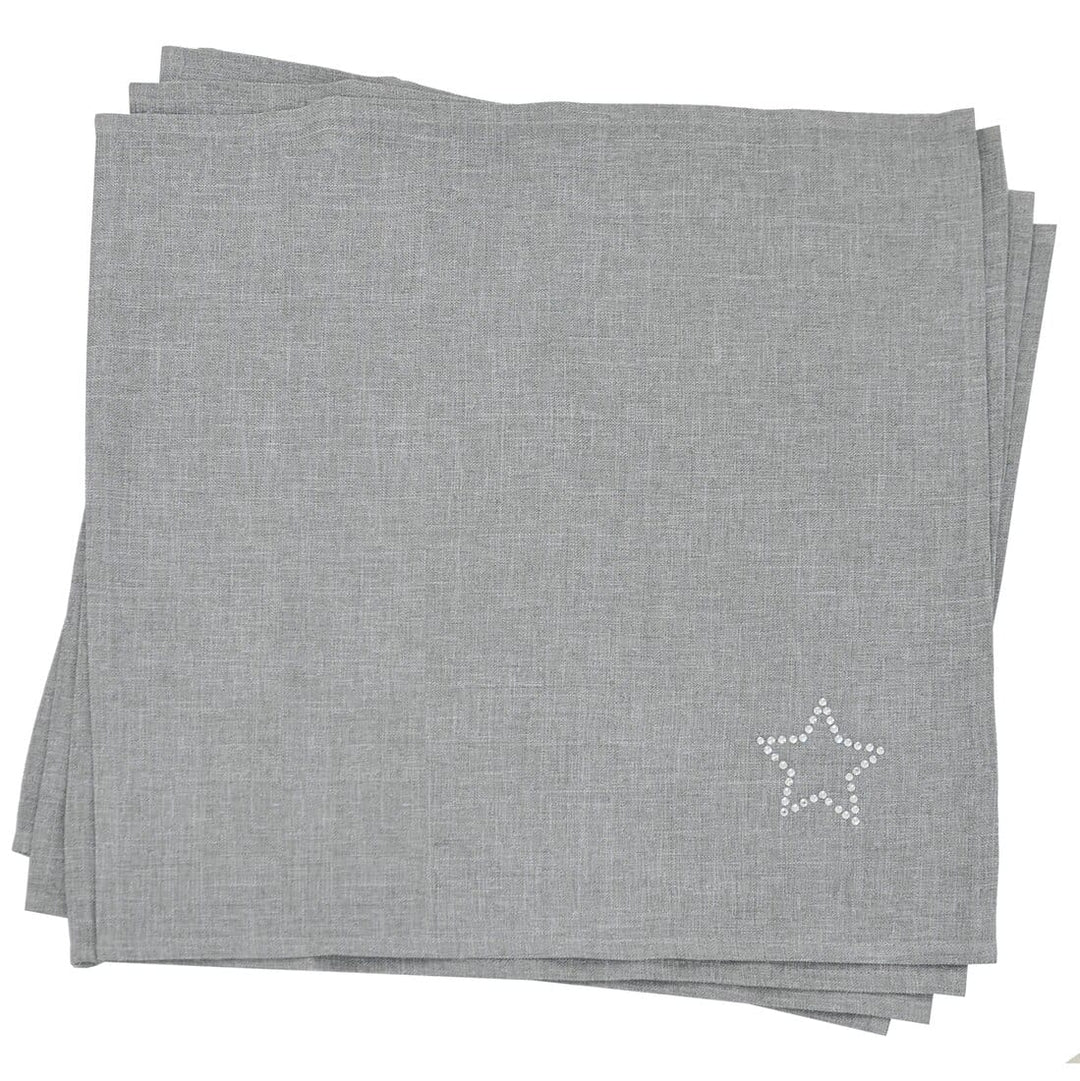 Christmas Reindeer Tablecloths Napkins Diamante Grey Red