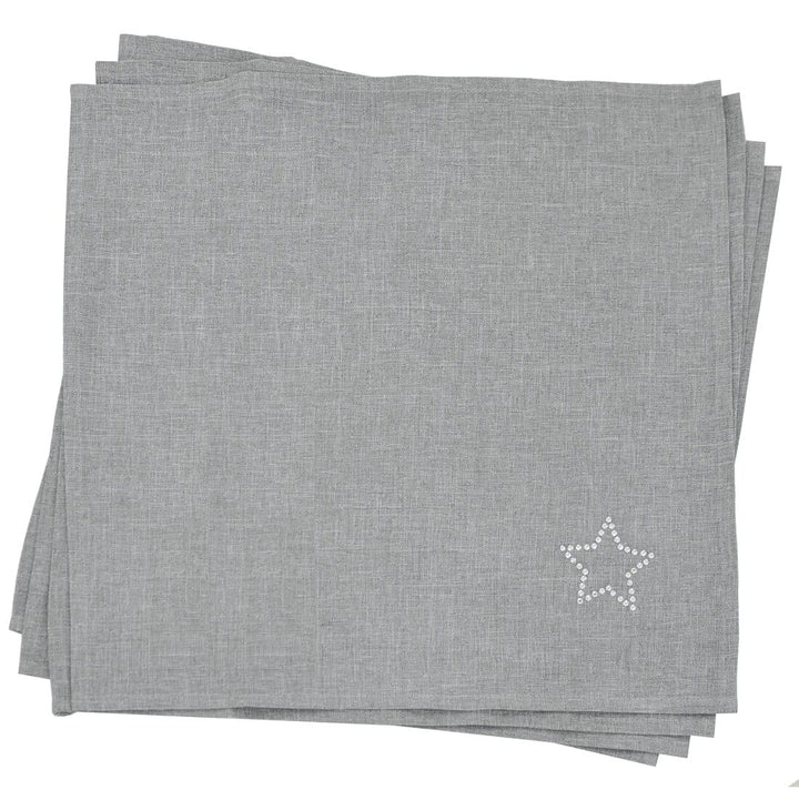 Christmas Reindeer Tablecloths Napkins Diamante Grey Red