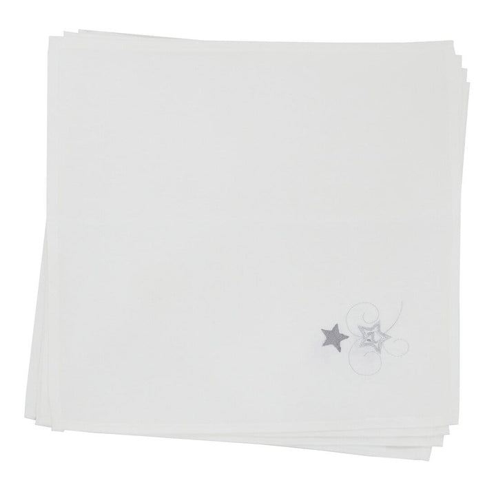Christmas Presents Tablecloths Napkins White Fabric Embroidery 4pk of Napkins