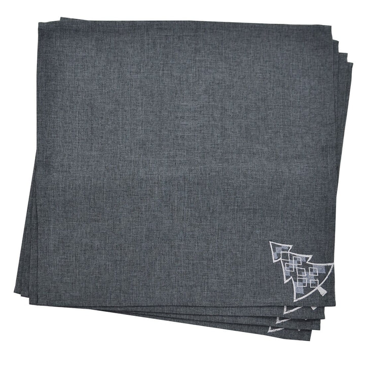 Christmas Tree Tablecloths Napkins Grey Fabric Embroidered 4pk of Napkins