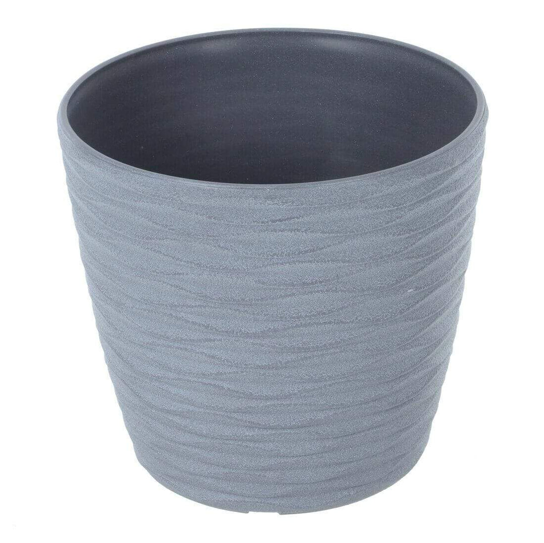Plant Pot Weave Effect Plastic Flower Planter White Grey Grey / 18cm