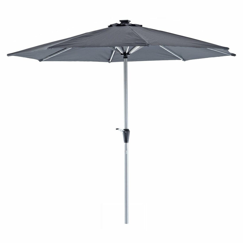 Garden Parasol LED Lights Grey Canopy Patio Umbrella 3m