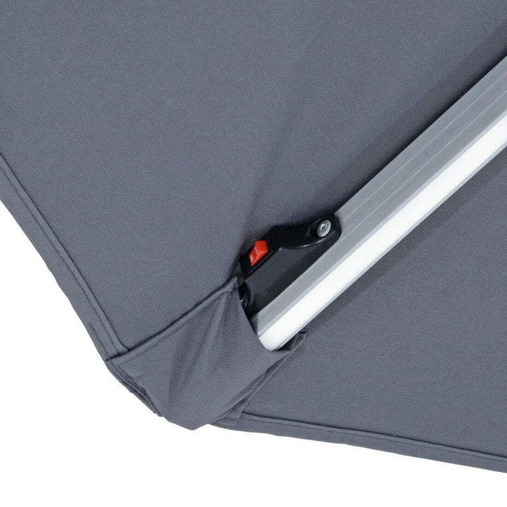 Garden Parasol LED Lights Grey Canopy Patio Umbrella 3m