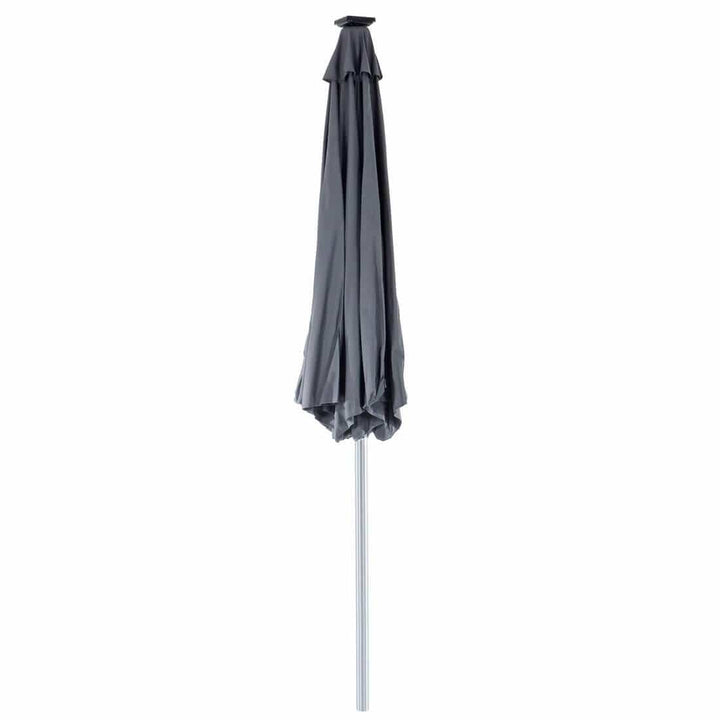 Garden Parasol LED Lights Grey Canopy Patio Umbrella 3m