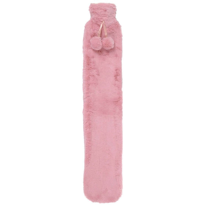 Hodge &amp; Hodge 72cm Long Hot Water Bottle Faux Fur Cover 2L Blush Pink