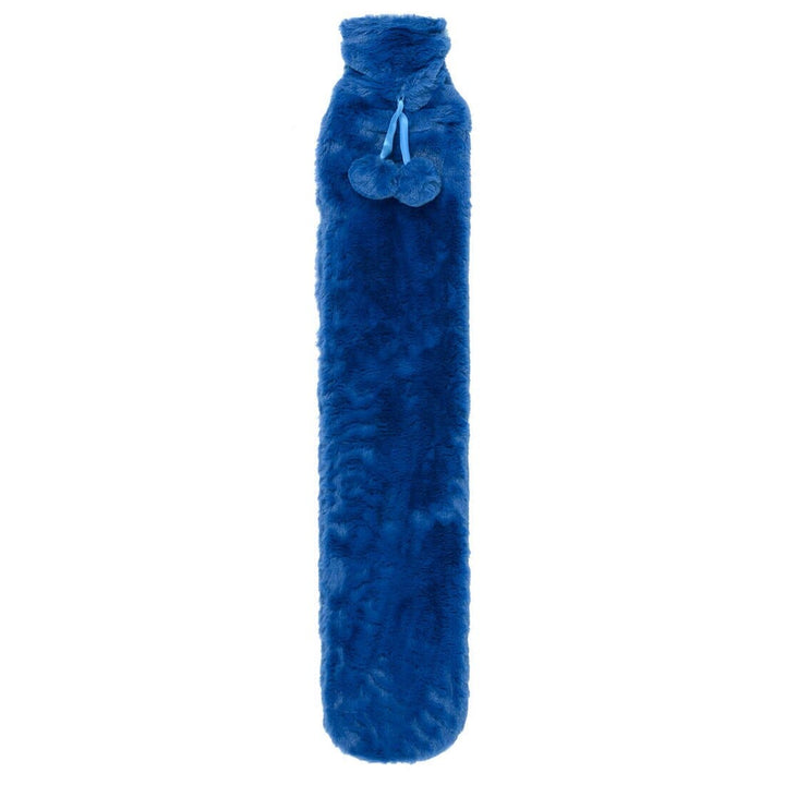 Hodge &amp; Hodge 72cm Long Hot Water Bottle Faux Fur Cover 2L Classic Blue