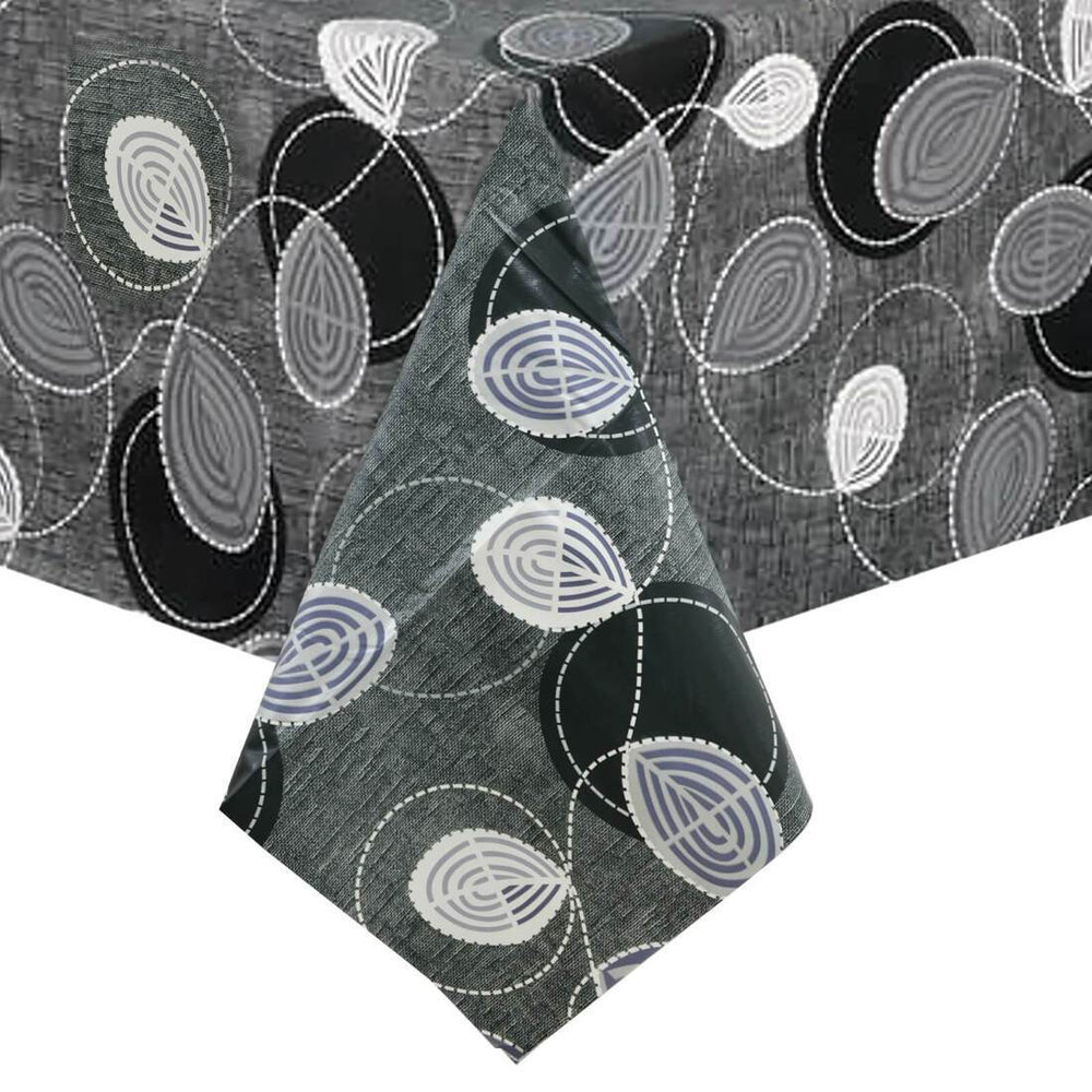 Monochrome Swirl Large Tablecloth Wipe Clean PVC Table Cover