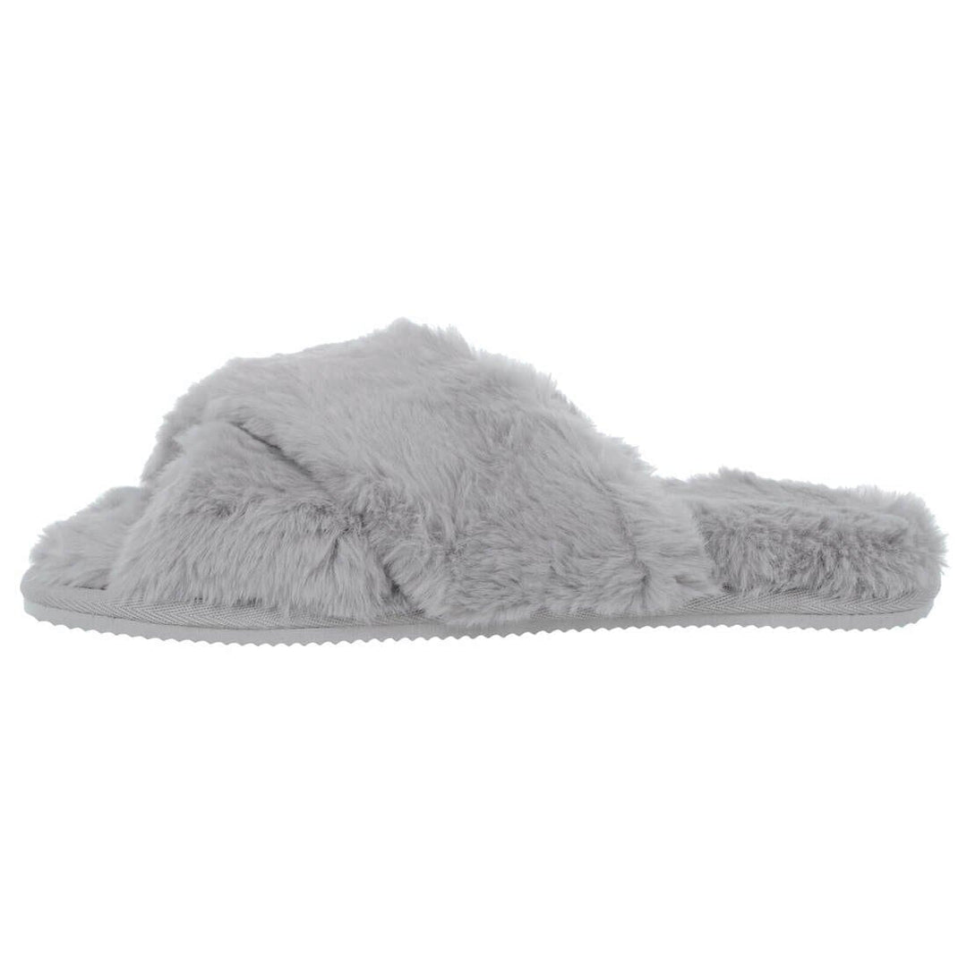 Womens Trixie Mule Slippers Crossover Sliders Soft Faux Fur