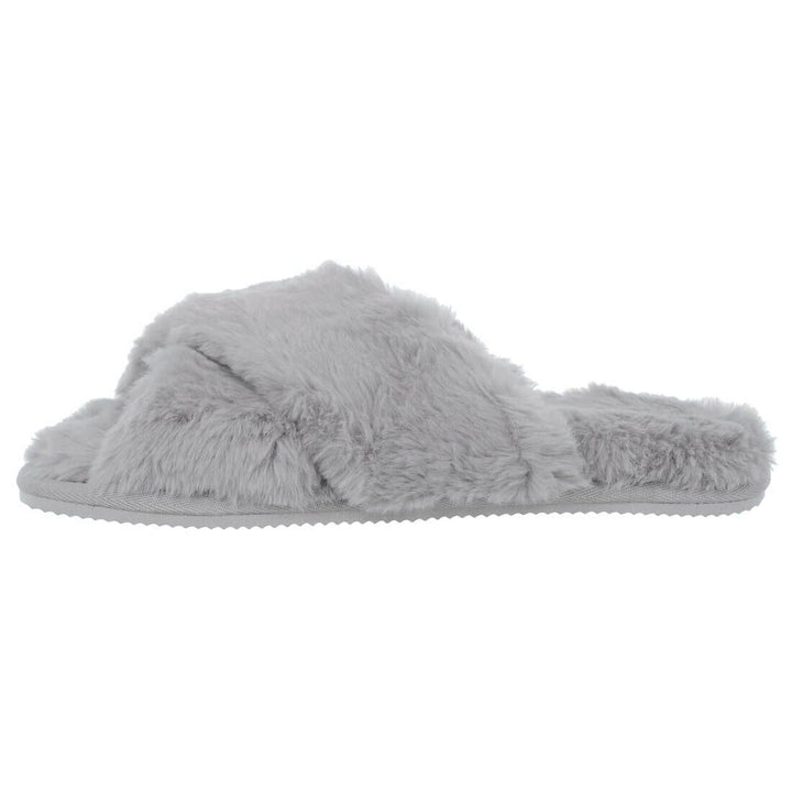 Womens Trixie Mule Slippers Crossover Sliders Soft Faux Fur