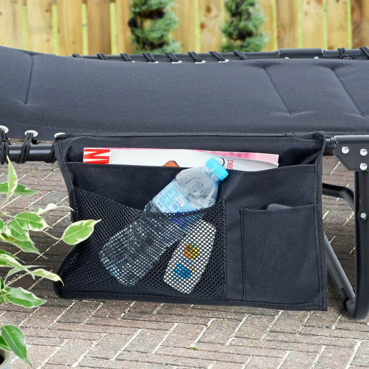 Sun Lounger Organiser 3 Pockets Black Water Resistant 37cm