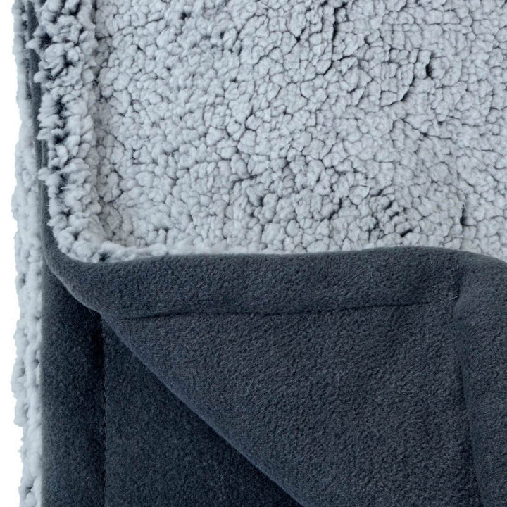 Hodge &amp; Hodge Sherpa Fleece Blanket Throw Grey Reversible 155x200cm