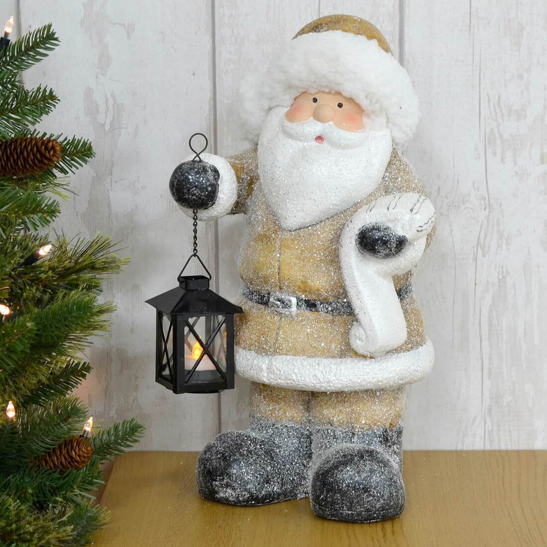 Santa Snowman With Tealight Lantern Christmas Ornament 43cm