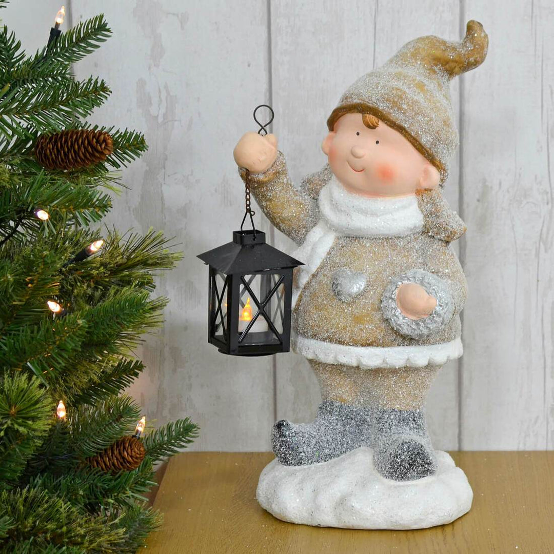 Girl Boy With Tealight Lantern Christmas Ornament 41cm Girl