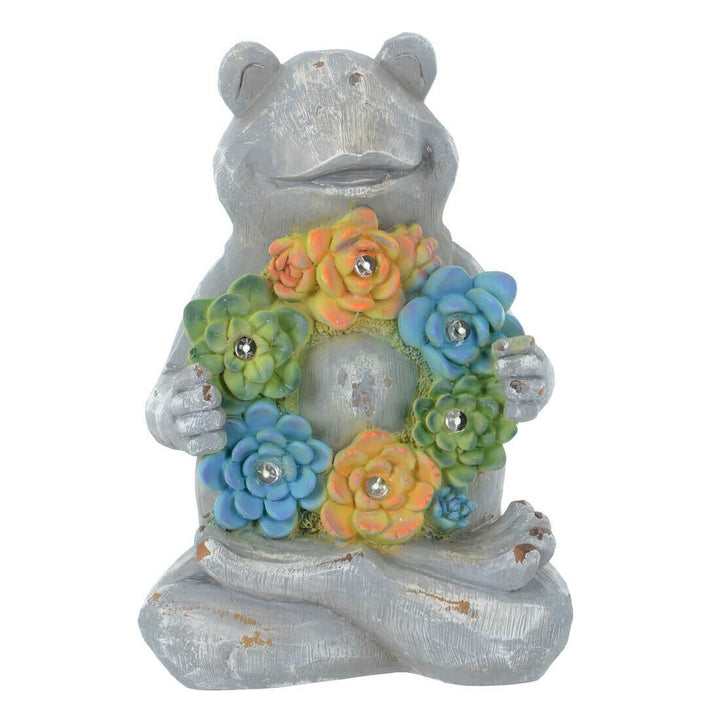 Solar Garden Ornament With Flower Garland 6 White LED Lights