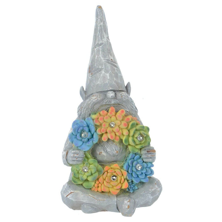 Solar Garden Ornament With Flower Garland 6 White LED Lights