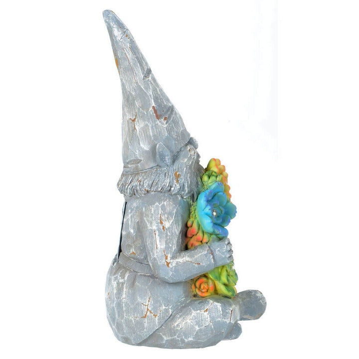 Solar Garden Ornament With Flower Garland 6 White LED Lights