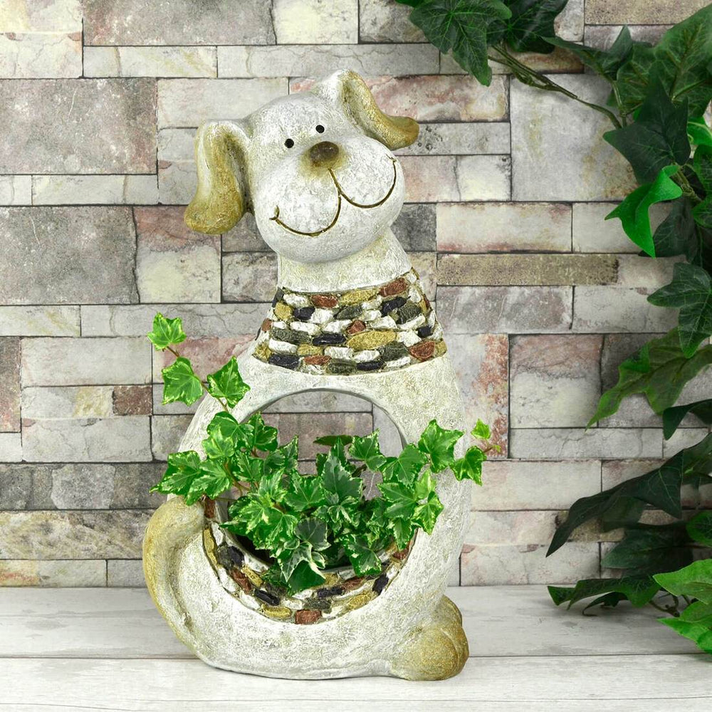 Garden Planter Animal Shape Grey Beige Mosaic Dog Cat 40cm