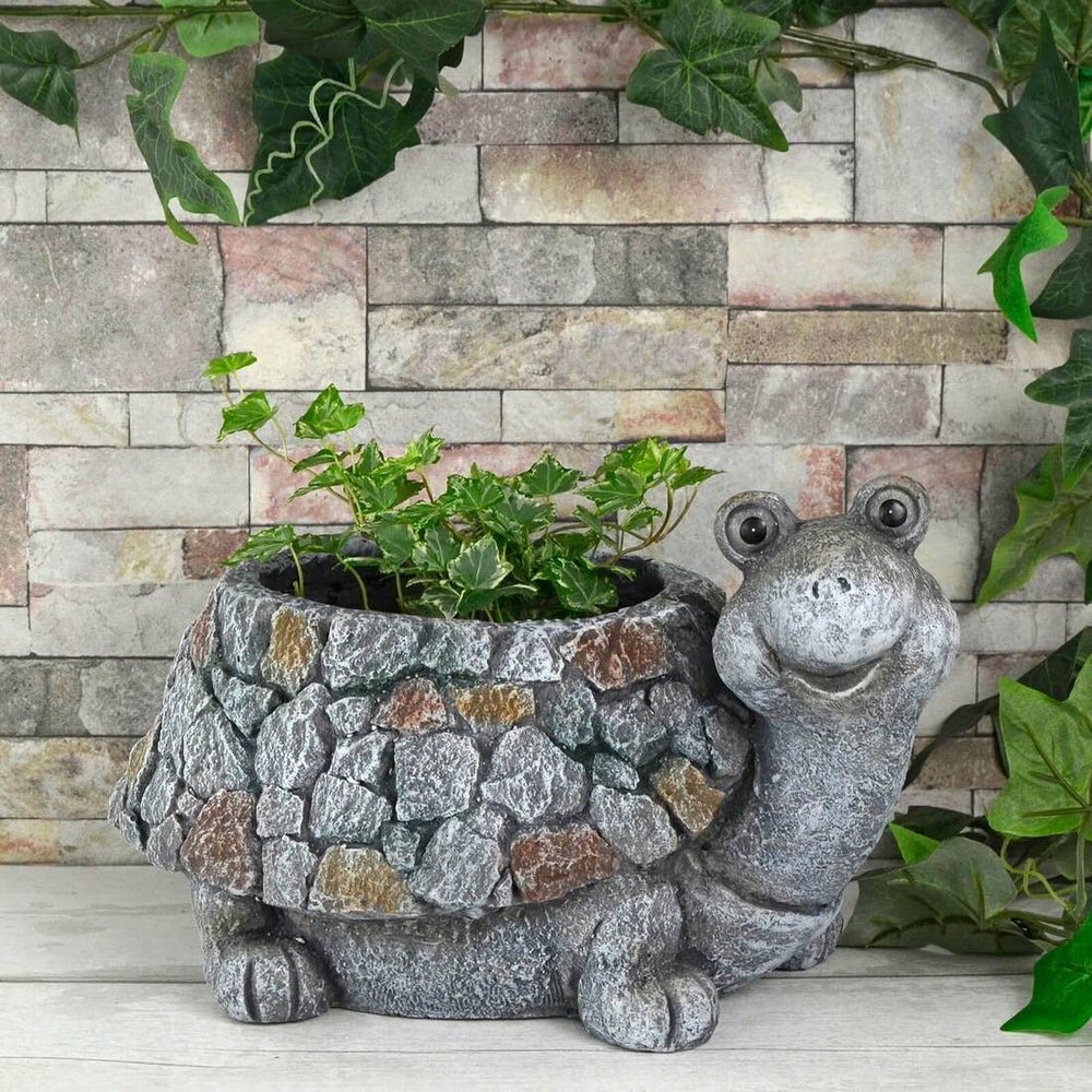 Garden Planter Animal Grey Brown Mosaic Tortoise Snail 34cm