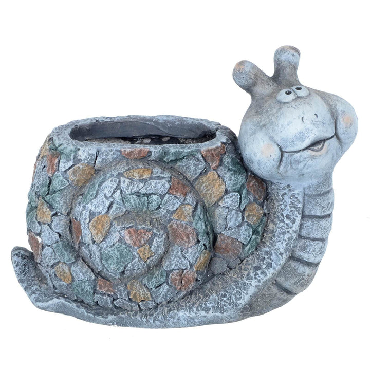 Garden Planter Animal Grey Brown Mosaic Tortoise Snail 34cm Snail