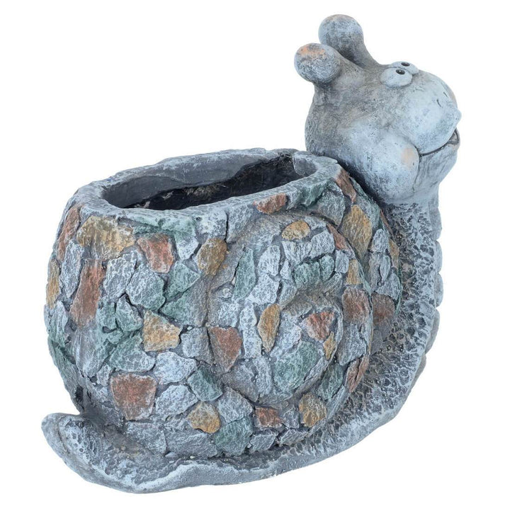 Garden Planter Animal Grey Brown Mosaic Tortoise Snail 34cm
