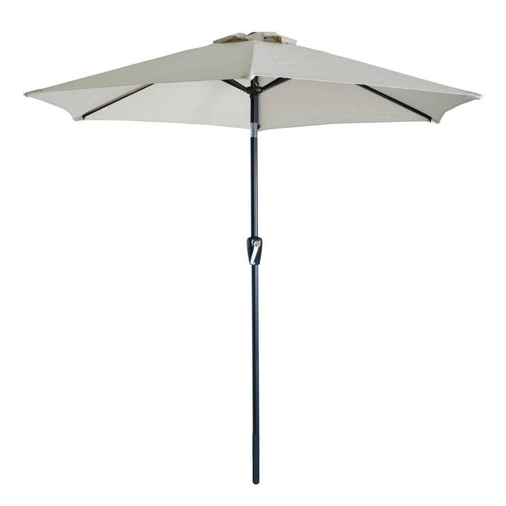 2.5m Round Parasol Crank Tilting Garden Patio Shade Umbrella Silver