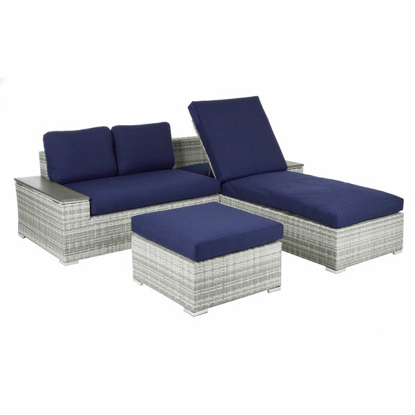 Azuma Grey Rattan Garden Sofa Set Recliner Lounger Tivoli