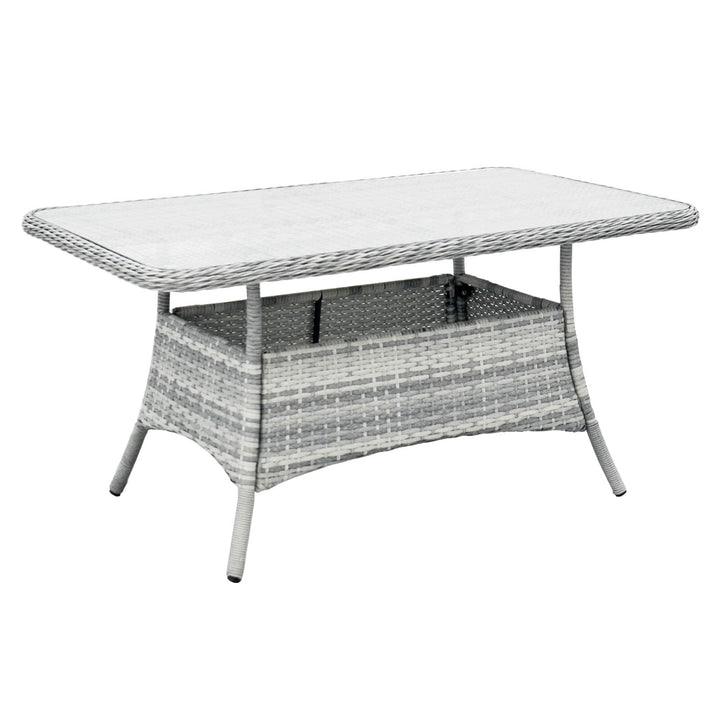 Barletta Garden Dining Set 3 Seater Sofa Grey Rattan Armchairs