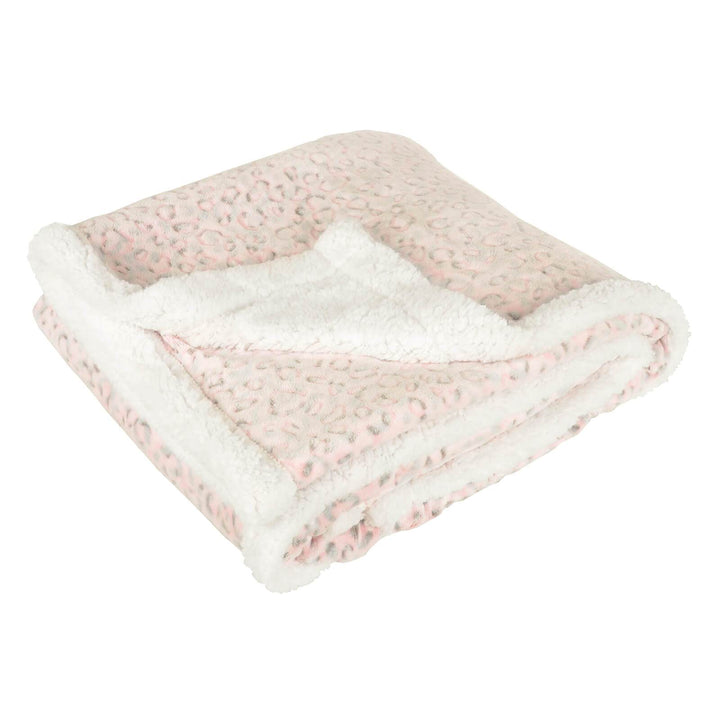 Hodge &amp; Hodge Pink Leopard Print Blanket Throw Sherpa Fleece