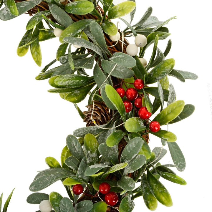 6ft Light Up Christmas Garland Mistletoe Berries Pine Cones