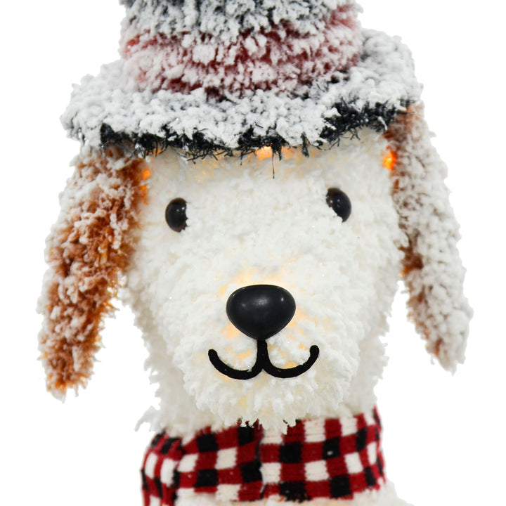 Large White LED Dog With Hat &amp; Gift Christmas Decoration 94cm