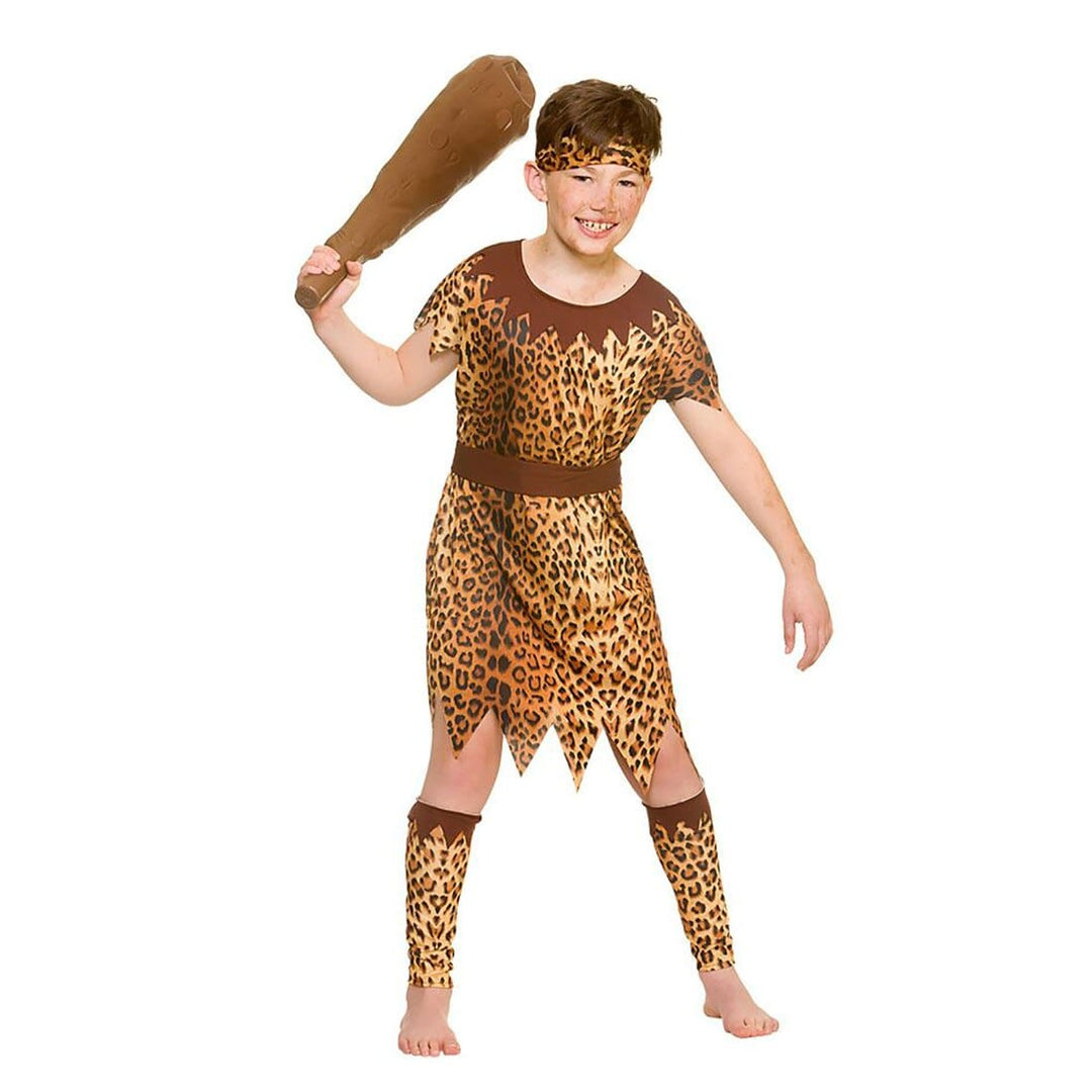 Kids Stone Age Cave Boy Fancy Dress Costume Tunic Halloween M