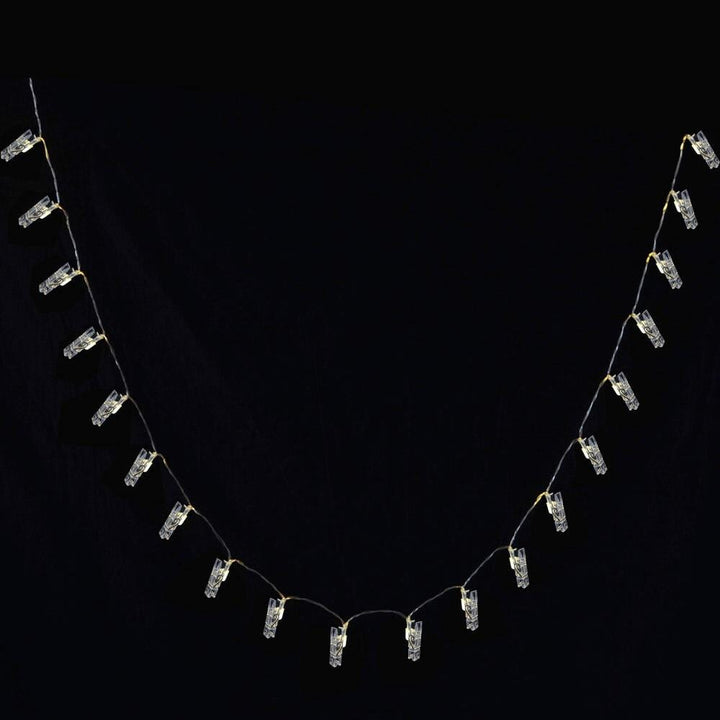 20 Warm White LED Peg Line Xmas Card Holders String Lights