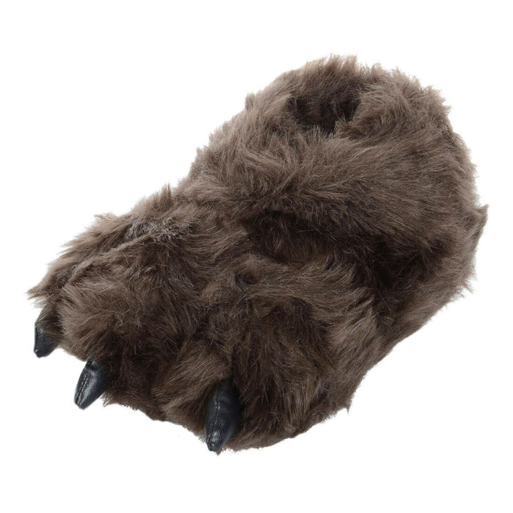 Mens Novelty Fluffy Brown Bear Feet Slippers &amp; Non Slip Sole