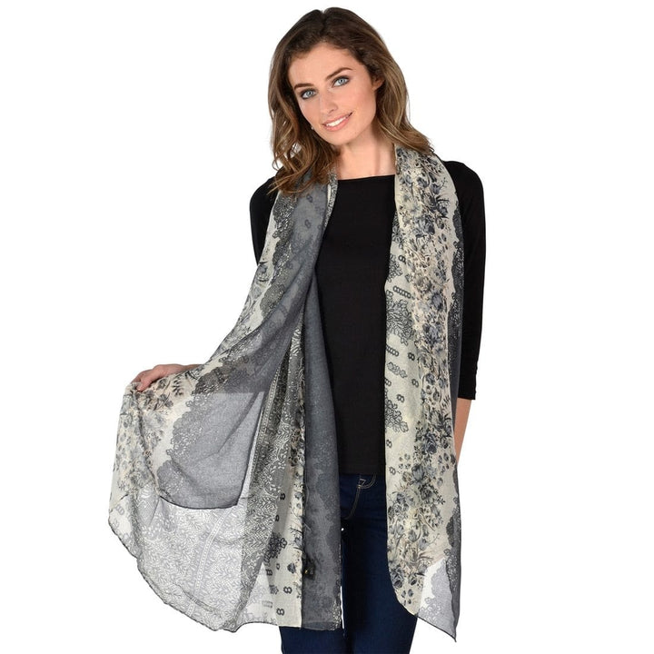 Womens Soft Monaco Printed Lightweight Sheer Scarf