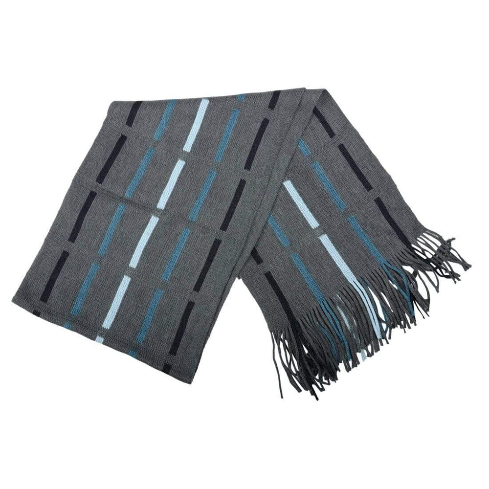 Mens Scarf Traditional Soft Knit Design With Fringe Alberta Charcoal