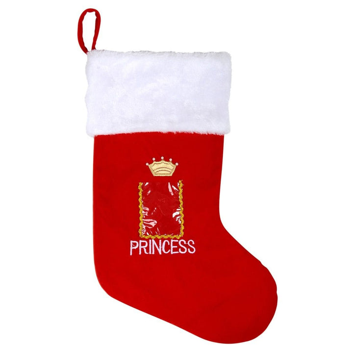 Royal Princess Photo Pocket Red Fabric Christmas Stocking